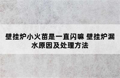 壁挂炉小火苗是一直闪嘛 壁挂炉漏水原因及处理方法